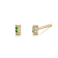925 Sterling Silver Delicate 18k Gold Pave Rainbow Mini Bar Stud Earring Jewelry Wholesale