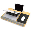 Convertible Bamboo Laptop Desk for Bed and Couch with Cushion Wrist Pad and Media Slot