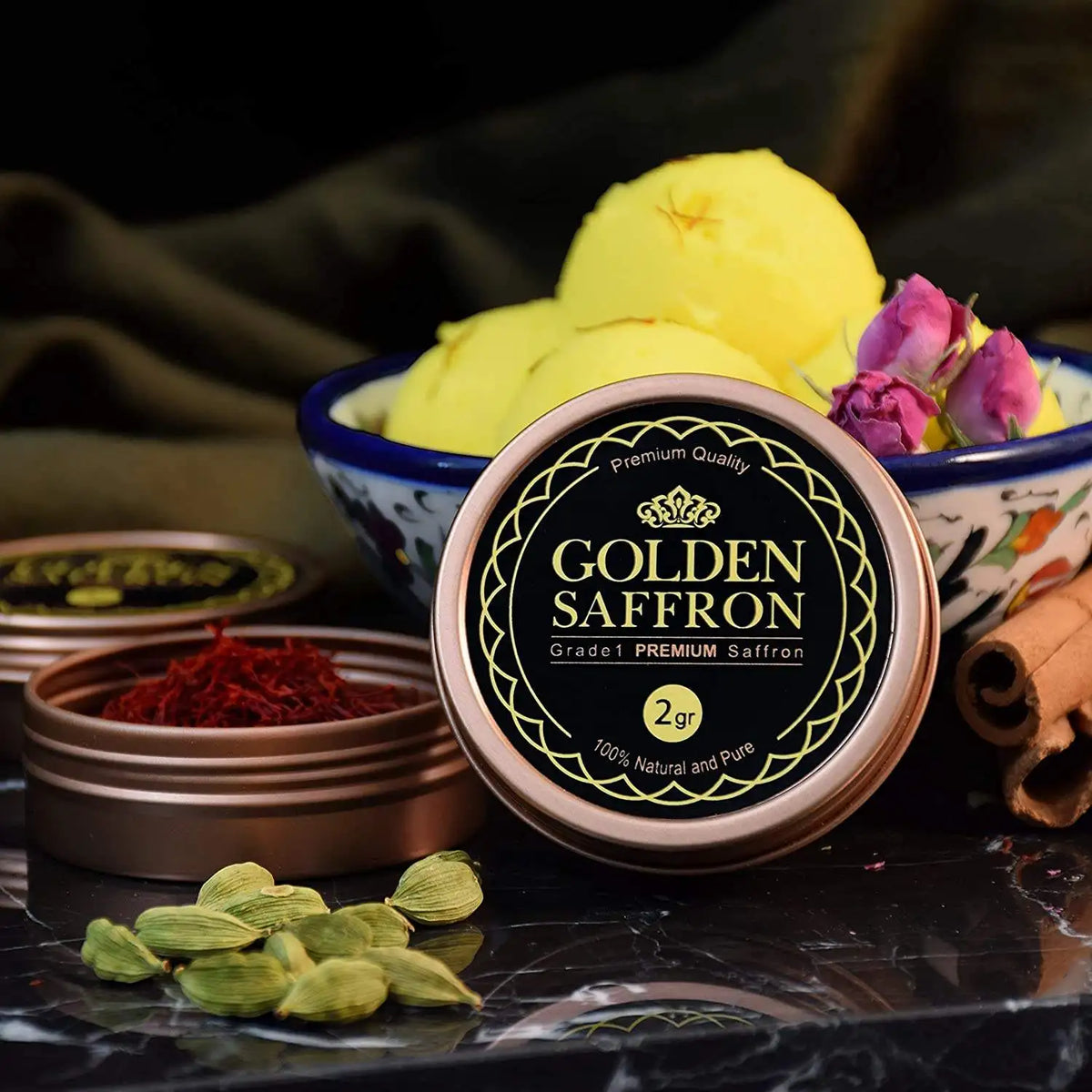 Empty Metal Round Premium 1g 2g 3g 5g 10g Gram Saffron Threads Tin Box Package Aluminum Tin Saffron Packaging for Saffron