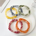 Fashion Glitter Sequins Square Geometric Summer Ladies Clear Flower Snow Grain Resin Women Bangle Jewelry