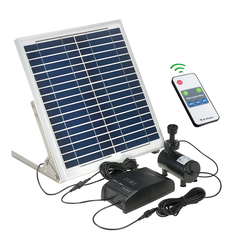 15W 132GPH Battery Backup Solar Fountain Pump for Birdbath Cable Remote Adjustable Angle Outdoor Garden Koi Pond