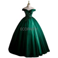 Customized Ball Gown Colorful Wedding Dress for Women 2024 Short Sleeves Green Color Lace up Back Evening Dresses