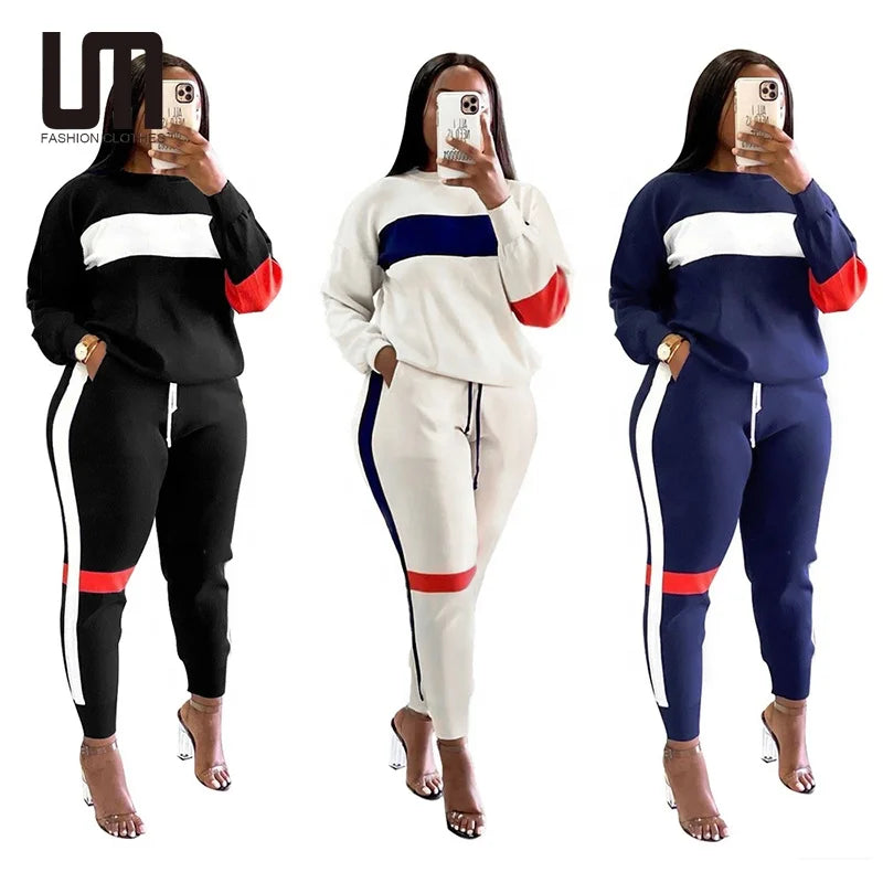 Clearance Sales Fall Women Clothing Plus Size Casual Sweatshirt Top and Sweatpants Sports 2 Piece Jogging Set