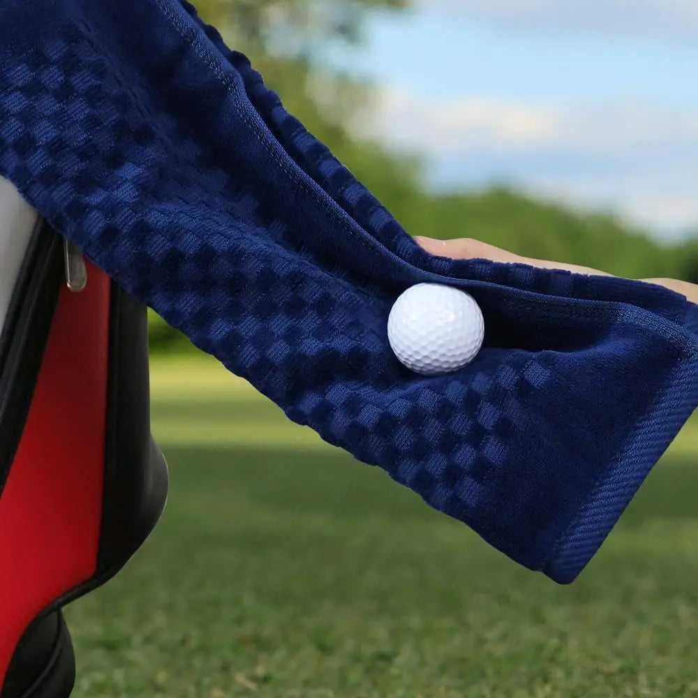 Personalized Cotton Golf Towel High Absorbent Velour Grid Hand Towels for Drying Cleaning Golf Ball and Golf Club