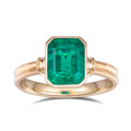 Messi Jewelry MSR-770 18k Yellow Gold Bezel Setting Lab Grown Emerald Engagement Ring