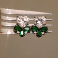 CAOSHI Romantic Hearth CZ White and Emerald Crystal Heart Drop Earrings Silver Sweet Lovely Earrings for Women
