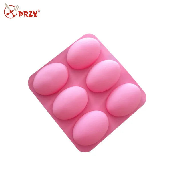 6 Cavity Oval Mould Silicone Mold for Handmade Soap Cake Making