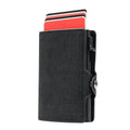 RFID Blocking Slim Card Cowboy Pu Leather Wallet Card Holder Wirh Side Push and Automatic Pop up Card Clip