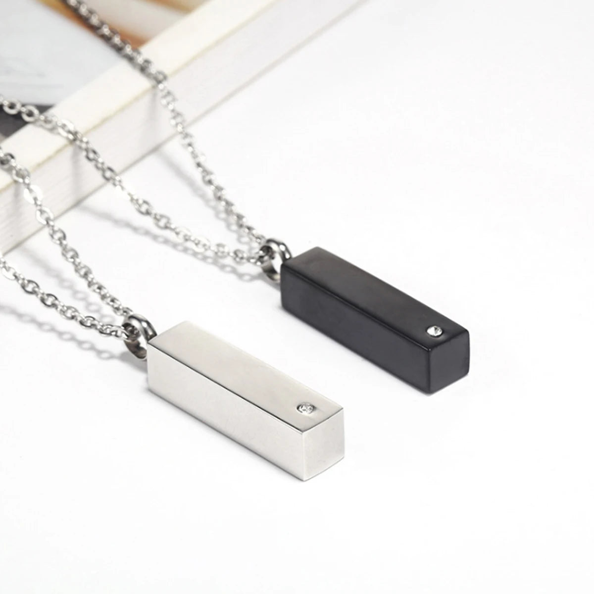 Men Cremation Ash Necklace Cube Pendant Urn Locket Crystal Memorial Keepsake Jewelry