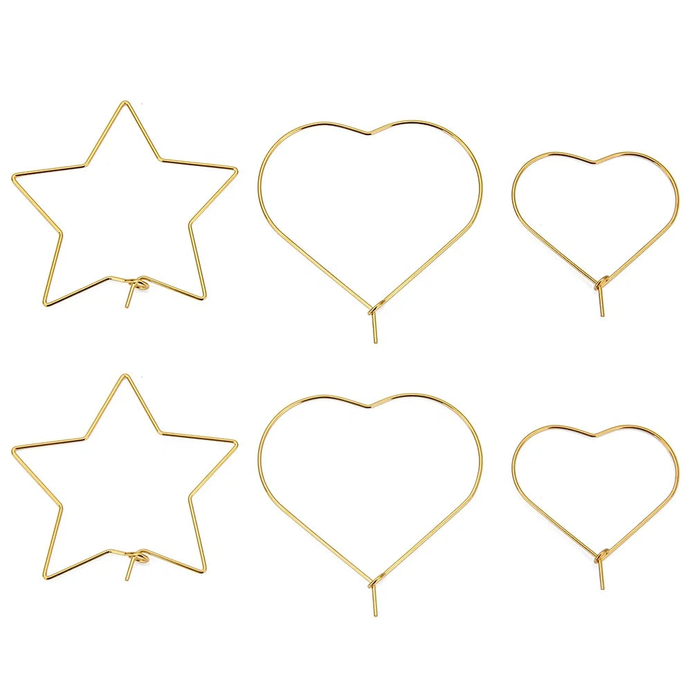 Factory Wholesale Heart Hoops Circle Wire Star Loop Earrings DIY Jewelry Making Dangle Earring Accessories
