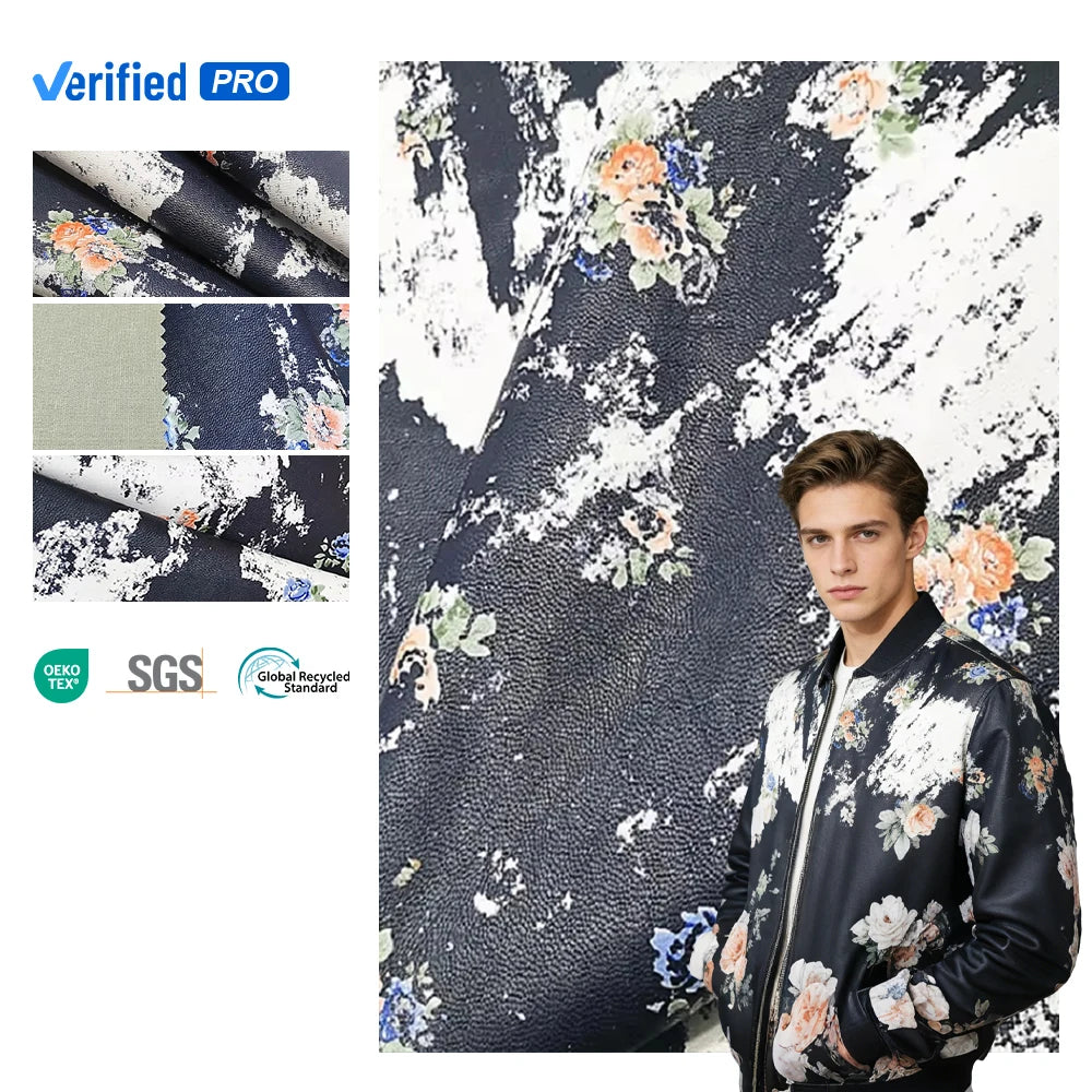Customized PU Flower Skin Faux Leather Python Textile Leather for Accessories Clothing Gloves Dresses Skirts-Finished Pattern