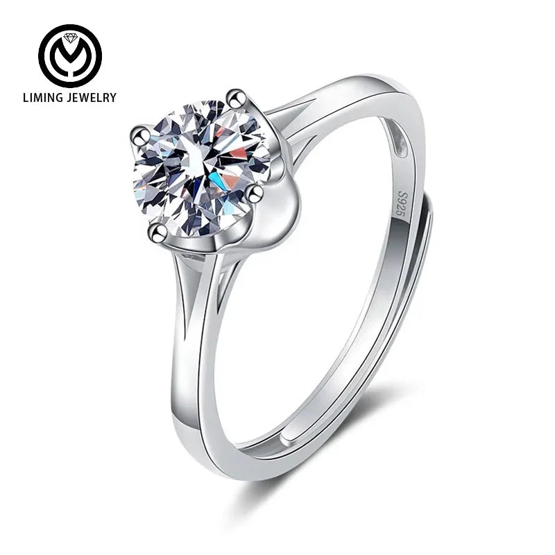 MR57 Custom 925 Sterling Silver 1Ct Moissanite Eternity Fine Jewelry Four Claws Brilliant Diamond Promise Wedding Ring for Women