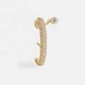 LOZRUNVE Sterling Silver 925 Full Pave CZ Punk Bar Hook Earring Jewelry 18K Gold