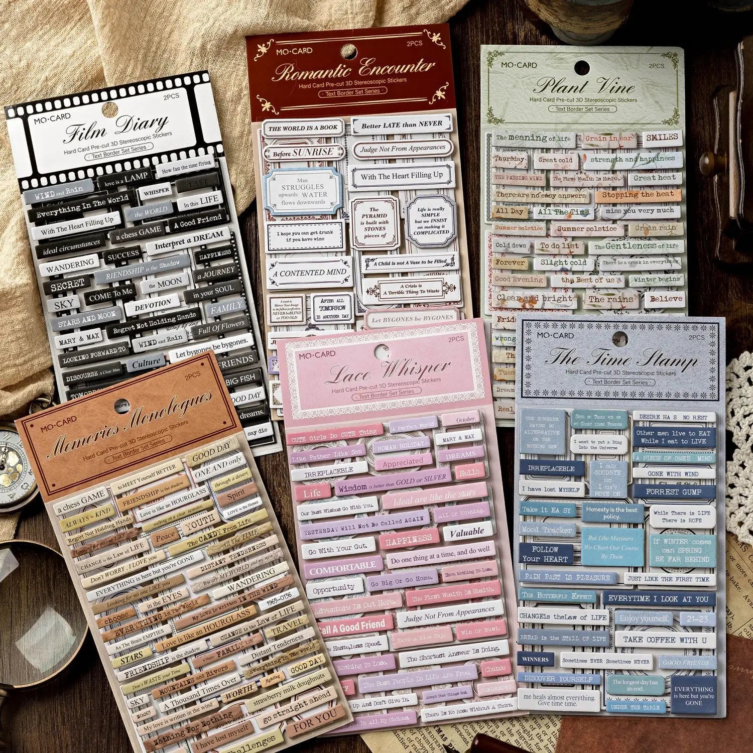 2 Stickers/pack Text Border Collection Text Theme DIY Material Decorative Stickers 6 Styles