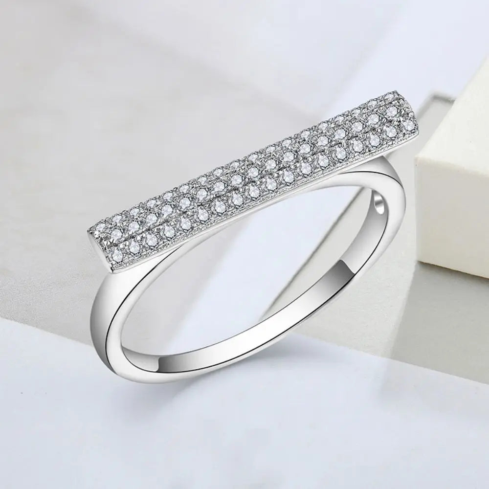 Trendy Customized Rhodium Plated Mini Cubic Zirconia 925 Sterling Silver Engagement Wedding Rings for Women Luxury Party Jewelry