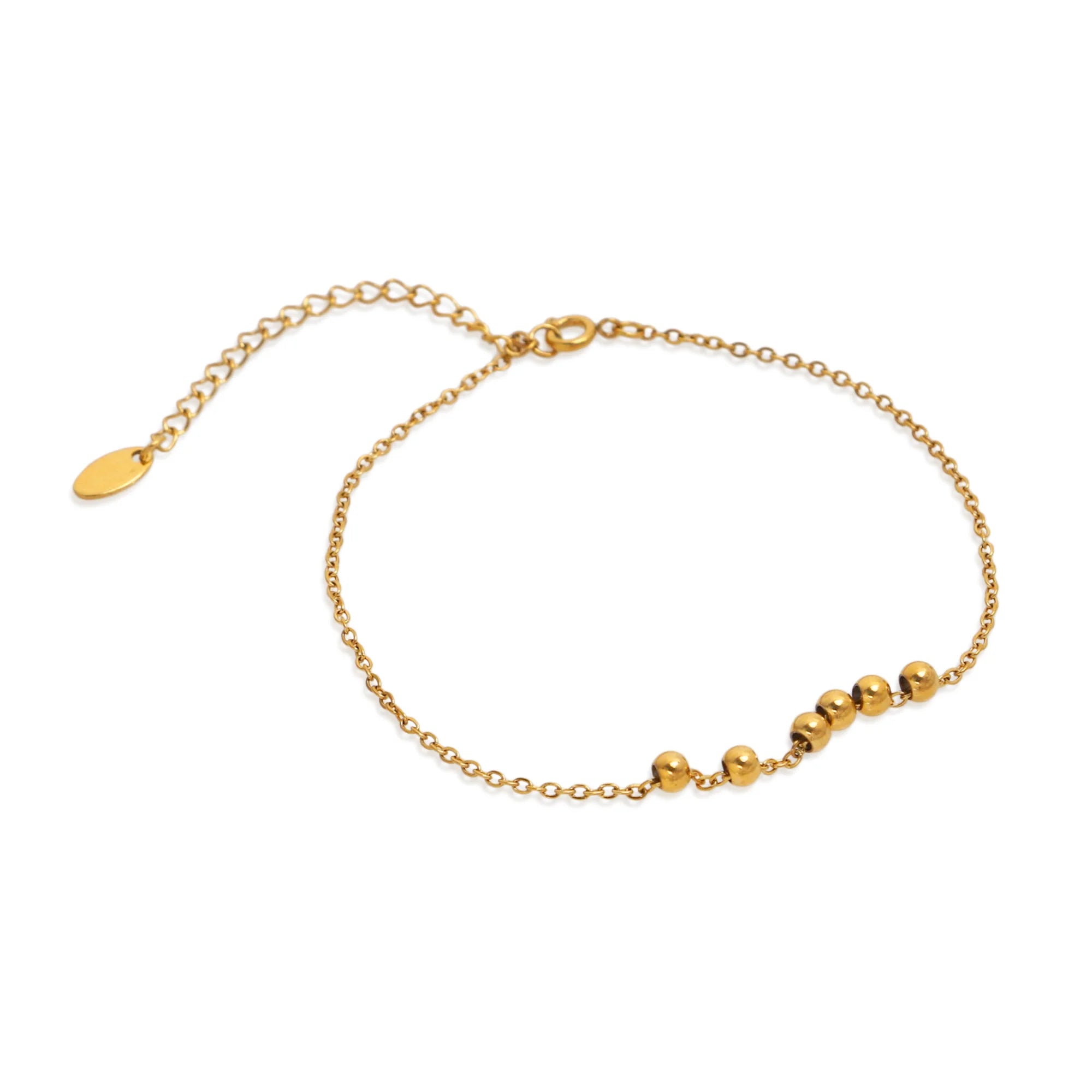 Chris April Anti-tarnish316L Stainless Steel 18k PVD Gold Simple Retro Body Jewelry Beads Chain Anklet Bracelet