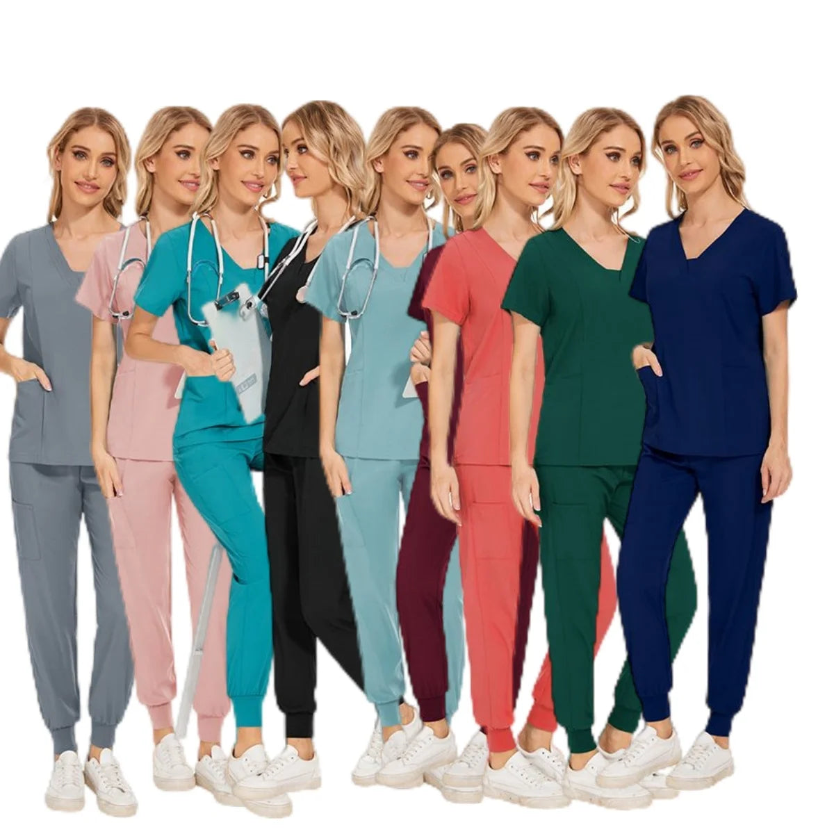 42025LW Surgical Scrub Hat Dog Jogger Scrubs Jacket Uniform Sets for Women Medical Scrubs Medium Women