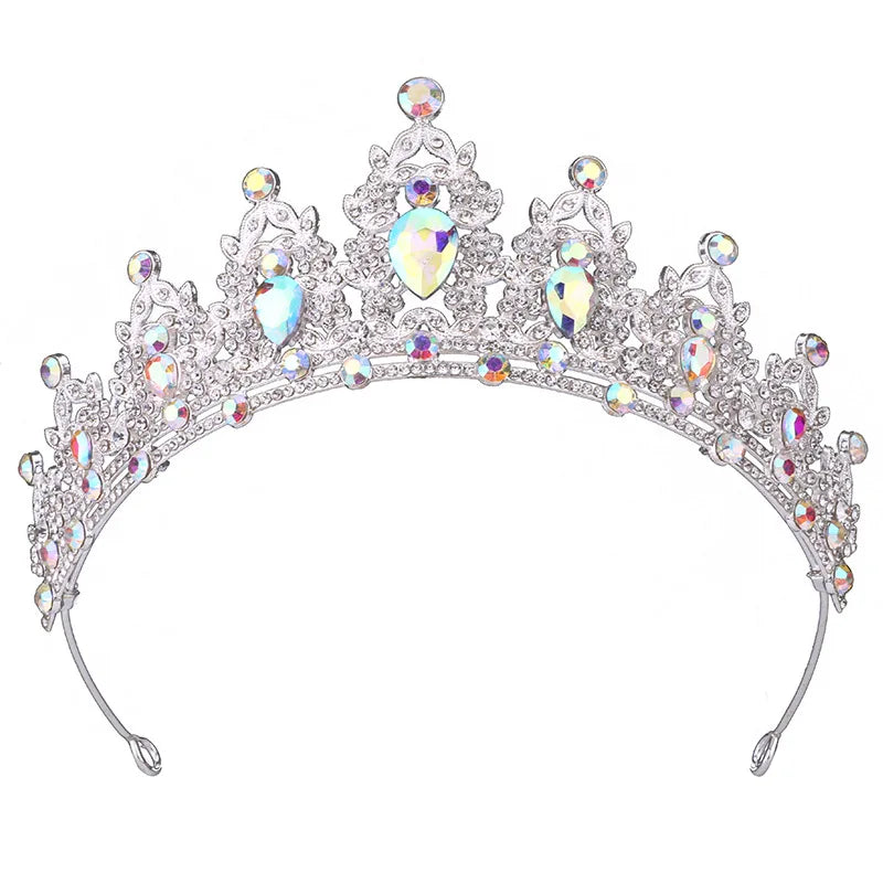 Bridal Headdress White Crystal Handmade Bridal Princess Crown Wedding Dress Accessories