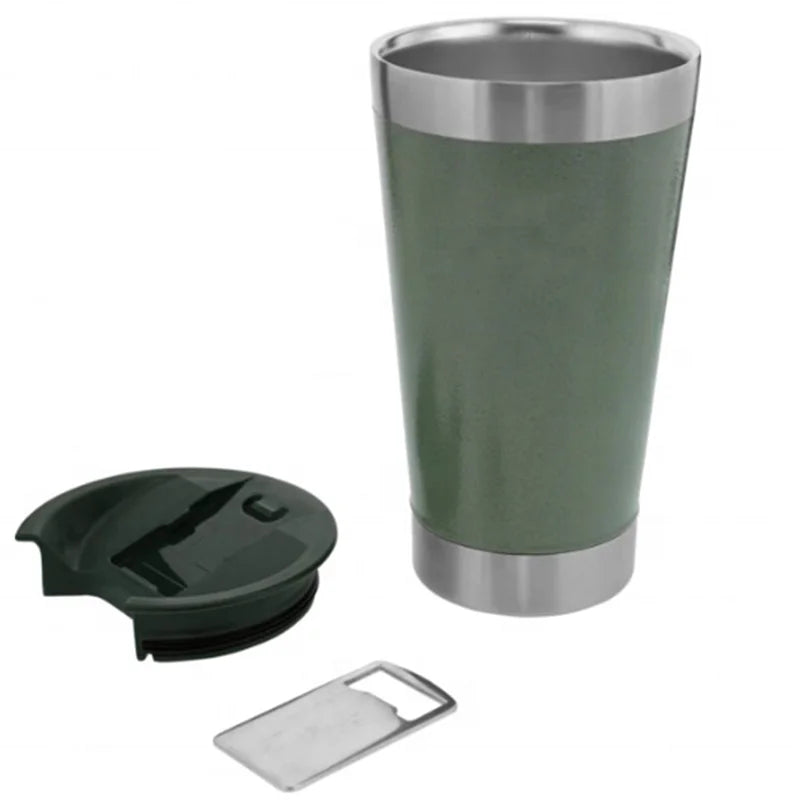 470 ml / 16 oz Insulated Mug Stainless Steel Double Wall Beer Cup Coffee Mug with Opener and Custom logo