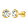 Trend Classic Simple Single Round Zirconia Stud Earring Trend Hot Sell Stainless Steel Jewelry