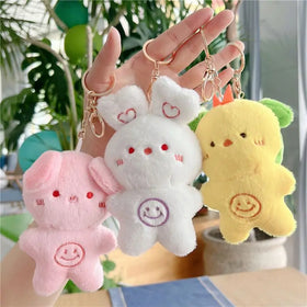 Wholesale Kawaii Plush Stuffed Animal Toy Bunny Frog Panda Pig Bear Cute Plush Keychains Toys Bag Charm Pendant Cartoon Keychain