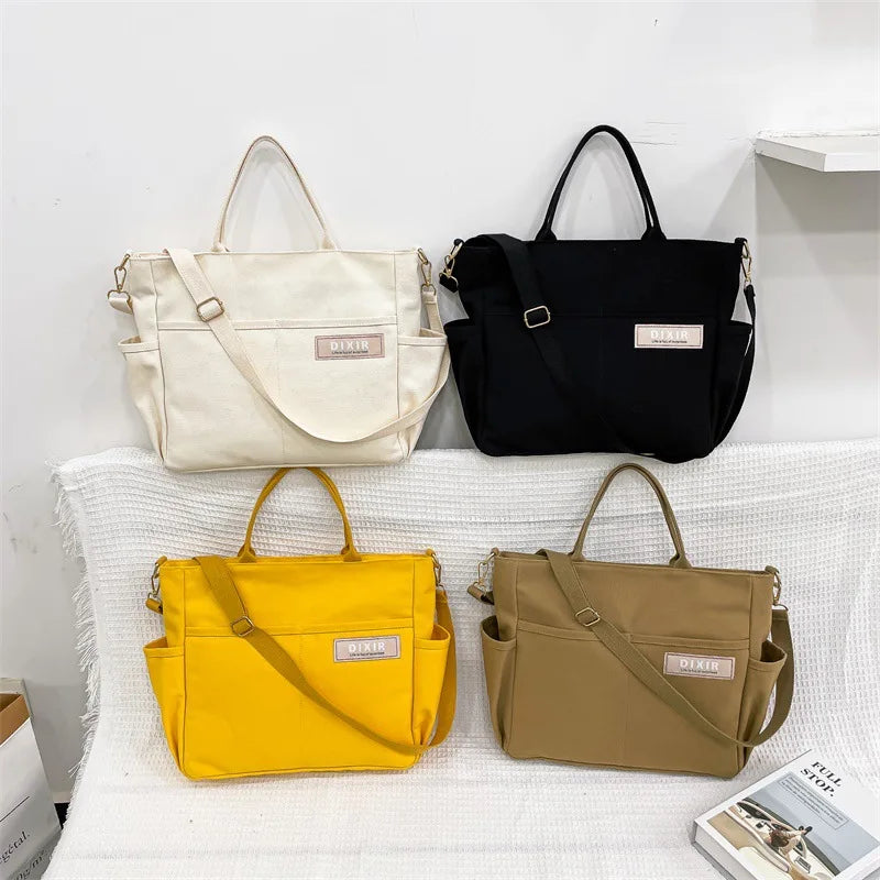 Wholesale Vintage Canvas Tote Bag Large Capacity Diagonal Handbag with Casual Fashion Multi-Pocket Design
