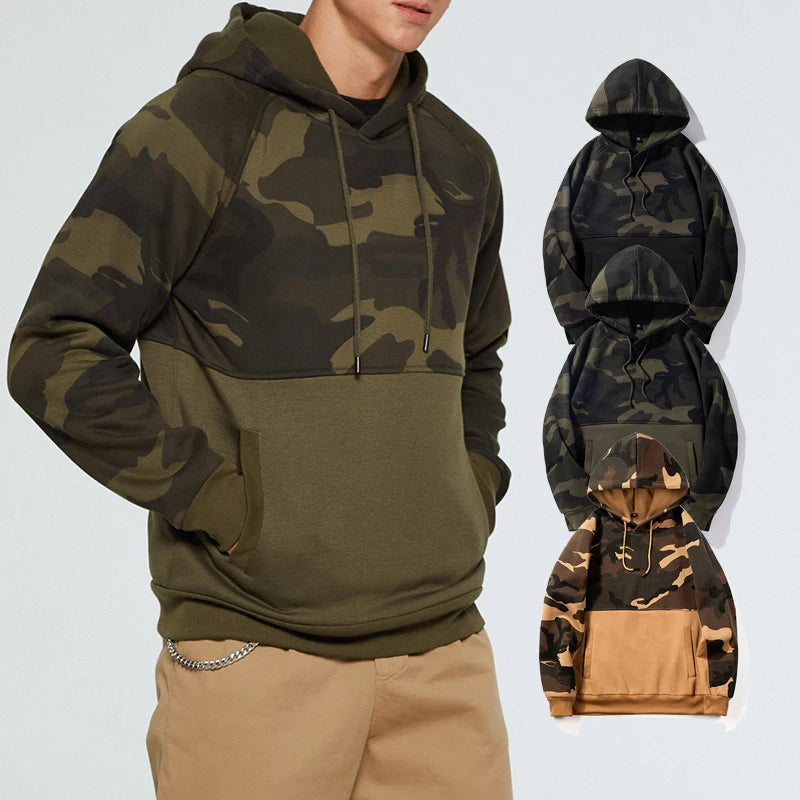 Men's Custom Logo Hoodie Polyester Fabric Camouflaged Autumn Pullover Sweatshirts 100 Blank Polyester Hoodies