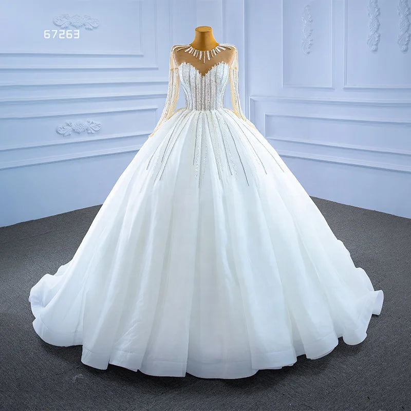 RSM67263 Long Sleeve Women Ins Fashion Ball Gown Elegant Wedding Dress