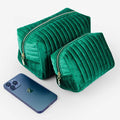 Custom Personalized Luxury Velvet Makeup Bag Large Capacity Travel Toiletry Cosmetic Pouch
