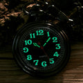 Vintage Open Face Style Luminous Arabic Number Pocket Watch with Chain Quartz Movement Locket Watch Pendant for Men Gift