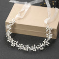 Miallo New Handmade Silver Bridal Braid Headband Rhinestone Hair Vine With Ribbon Wedding Dress Hair Accessories