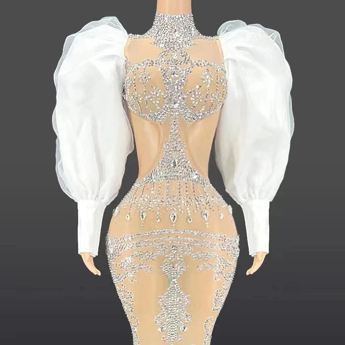 Luxury Stage Costume Party Cloth Evening Floor Length High Waist Mermaid Elegant Luxury for Wedding Party Night Long Dress