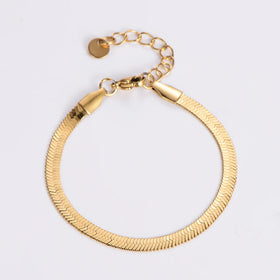 Bulk Hypoallergenic Stainless Steel Adjustable Chunky Herringbone Flat Snake Chain Bracelet