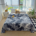 Microfiber Fabric Home Sofa Bed Flannel Air Conditioning Blanket Grey Print Soft and Warm
