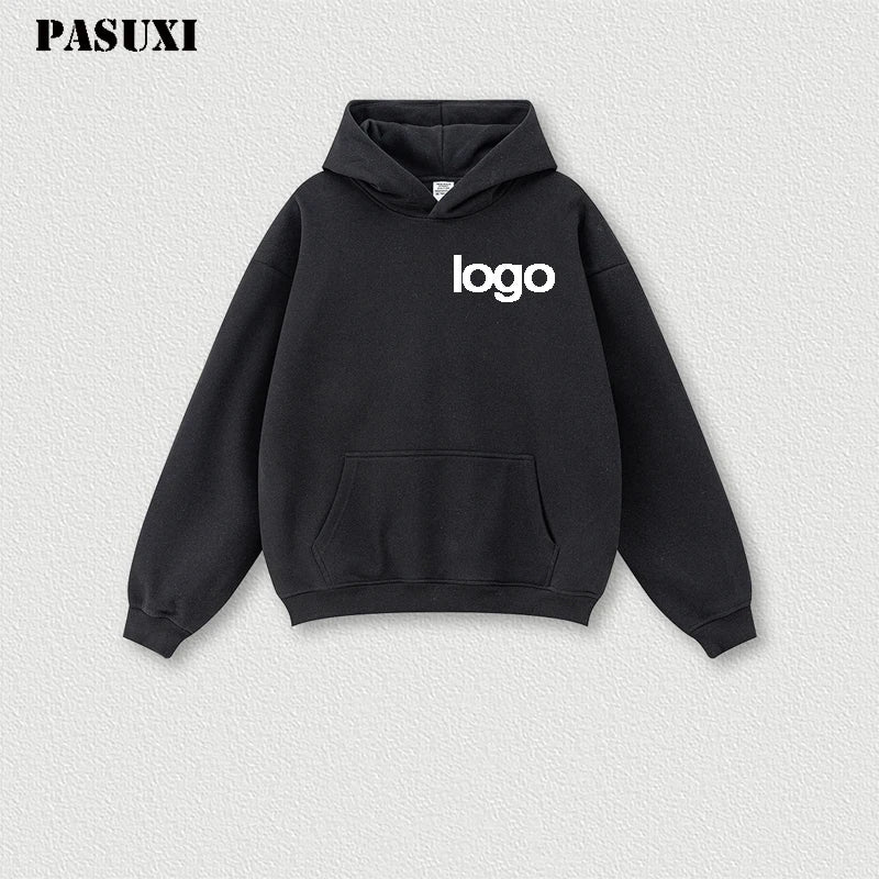 PASUXI 2024 Custom OEM Factory Wholesale Casual Oversized Hooded Sweatshirts for Men Solid Color Loose Lightweight Sports Tops