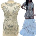 WDP-266 Keering Silver Gold Jeweled Bodice Glass Crystal Rhinestone Flower Applique Rhinestone Set for Dresses 2023