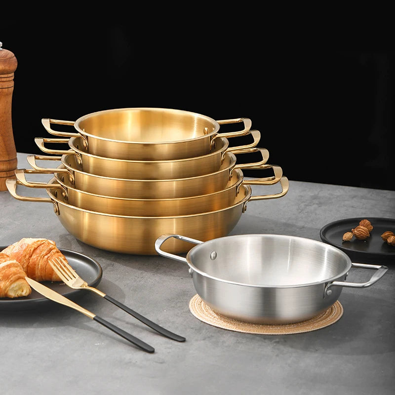 KEGNQ Kitchen Cookware Stainless Steel Korean Cooking Noodle Ramen Pot Household Cooking Pan Soup Pot With Double Handles