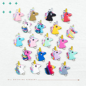 Enamel Unicorn Charms Colorful Animal Connectors Unicorn Head Link Charms for DIY Jewelry Making
