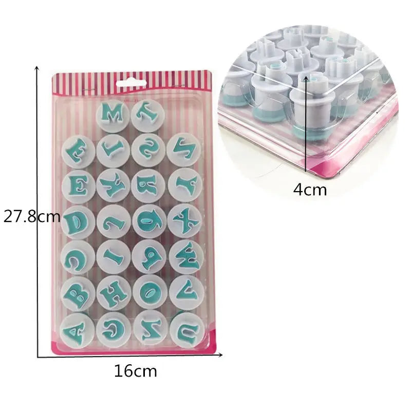 Rts Wholesale 26PCS Capital Letter and Number Cookies Cutter With Cake Biscuit Plunger Mold Decorating Alphabet Fondant Mould