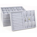 Wholesale Bulk 35x24x3cm Aesthetic Stackable Grey Velvet Jewelry Trays With Lid for Drawers Organizer