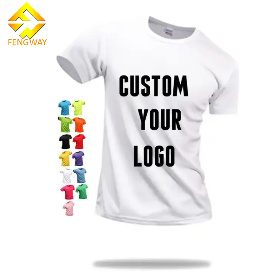 Fengway Custom Unisex T-Shirt Quick Dry 100% Polyester Solid Style for Men's Gym Sport Low Price with Printing Option