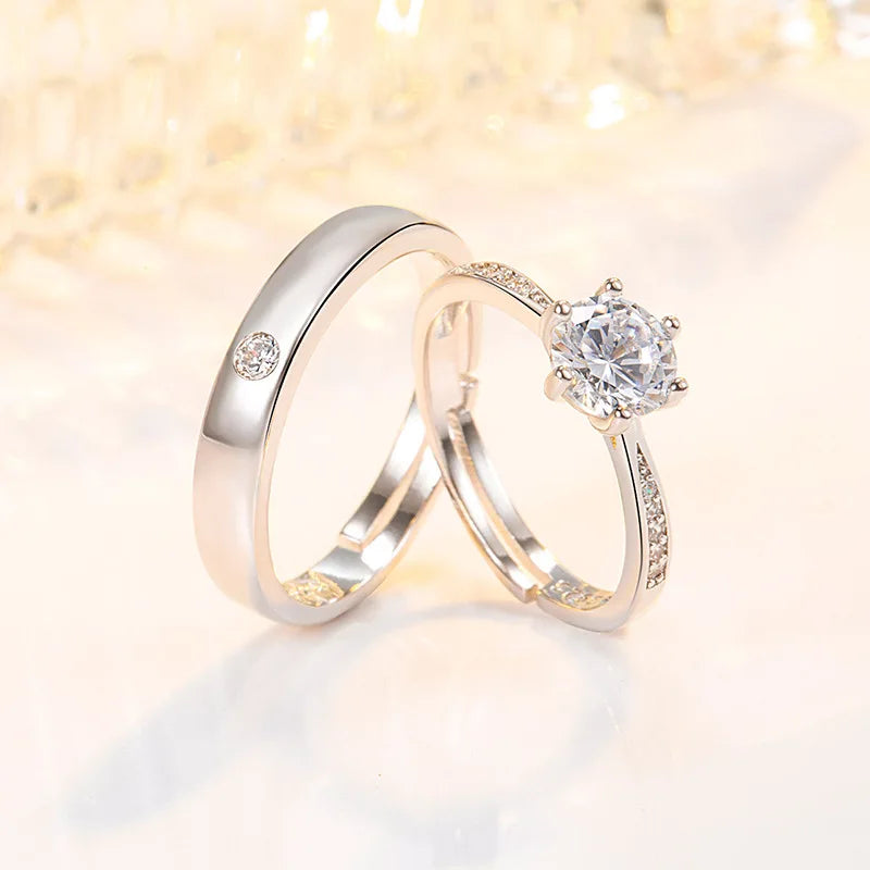 SC 2022  Women Radiant Cut Cubic Zirconia Wedding  Promise Anniversary Diamond Ring Size Adjustable Couple Engagement Ring