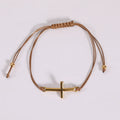 Factory Wholesale High Quality Adjustable Wax Rope Handmade Weave Rope String With Stainless Steel Gold Plated Cross Bracelets