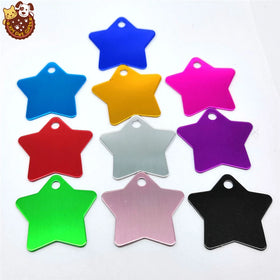 Anodized Aluminum Pet Name ID Tag Custom Engraved for Dog Cat Personalized Name Phone Number Star Shape