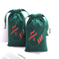Custom Logo Printed Emerald-Green Velvet Drawstring Perfume Jewelry Packing Bag Luxury Soft Gift Cosmetic Storage Velvet Pouch