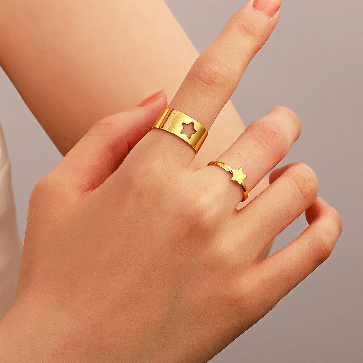 SC Ins Open Finger Rings Couple Moon Star Heart Dinosaur Matching Rings Adjustable Couple Rings for Women Men