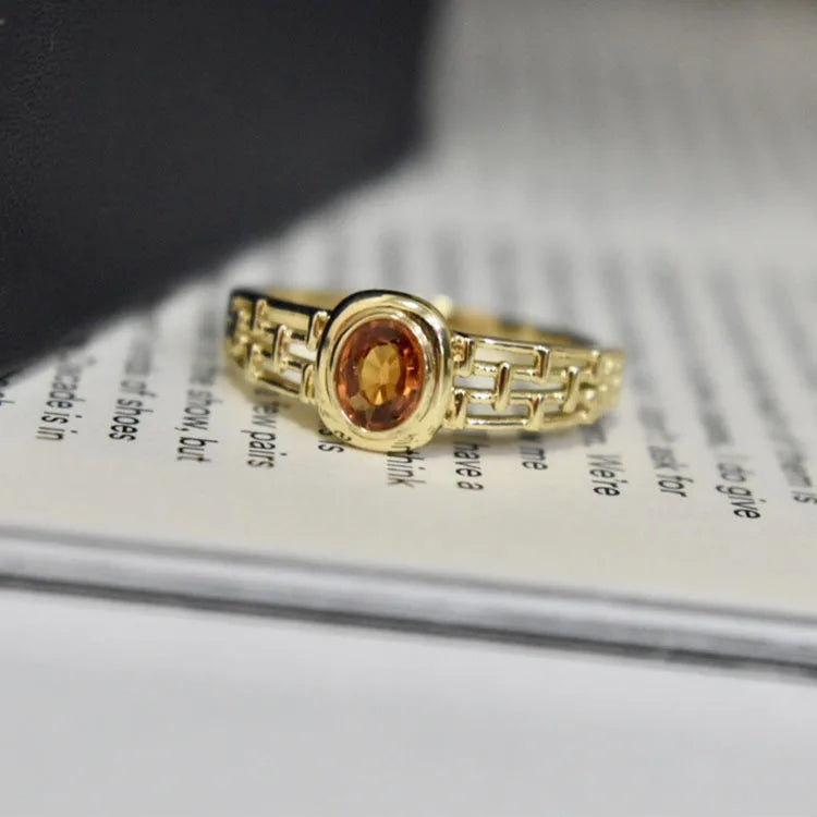 Fine Jewelry Vintage Fashion Real Gold Plating Pure 925 Sterling Silver Gemstone Zircon Finger Rings for Women Girls