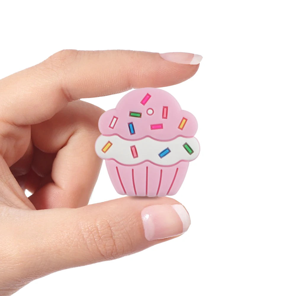 Kovict Silicone Focal Beads Mixed Color Cupcake Silicone Loose Beads for DIY Beading Mom Nursing NecklacePendant Accessories
