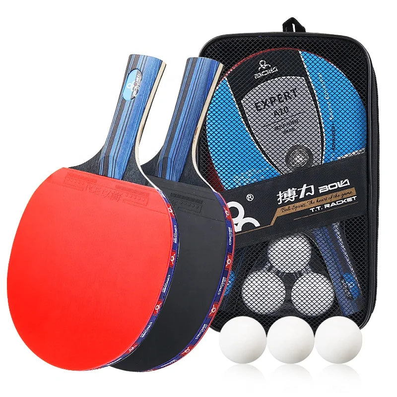 Boli Professional Table Tennis Racket Set Wood and Rubber Ping Pong Bat Paddle for Sport Use