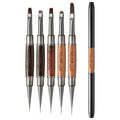 Double Head Construction Nail Brush Extended Sandalwood Handle Light Therapy Brush Nail Art Liner Drawing Painting Pen